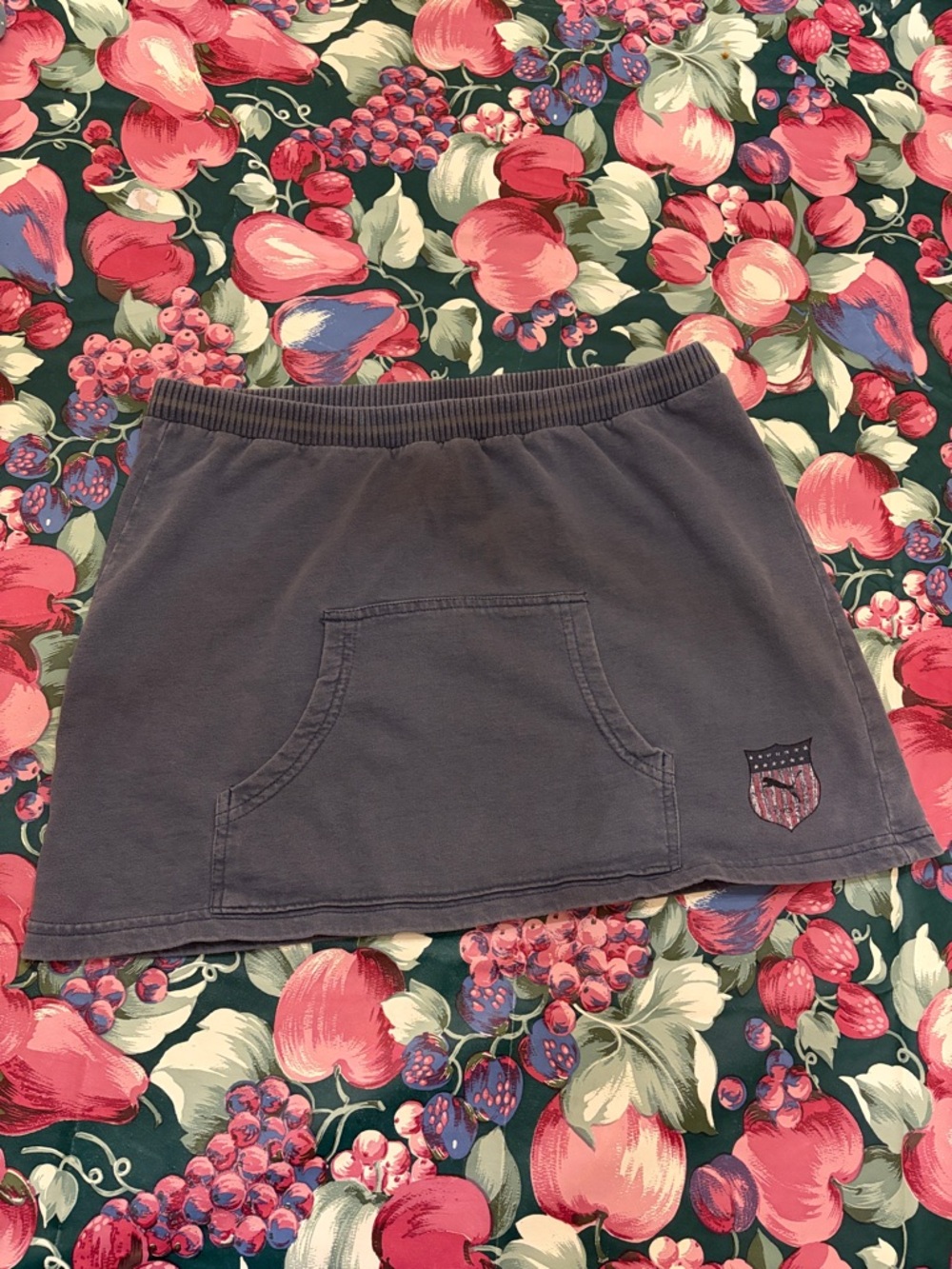 Vintage Puma Mini Skirt Terry Casual Charcoal Navy